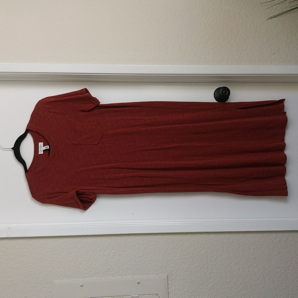 Jessica Simpson, rust brown midi dress, size small